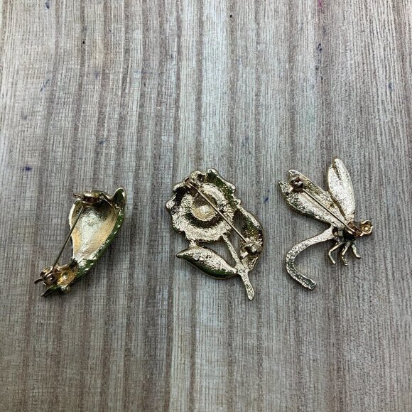 Kim Rogers NIB Snail, Dragonfly, Flower Rhinestone Brooches Pin - Picture 3 of 4